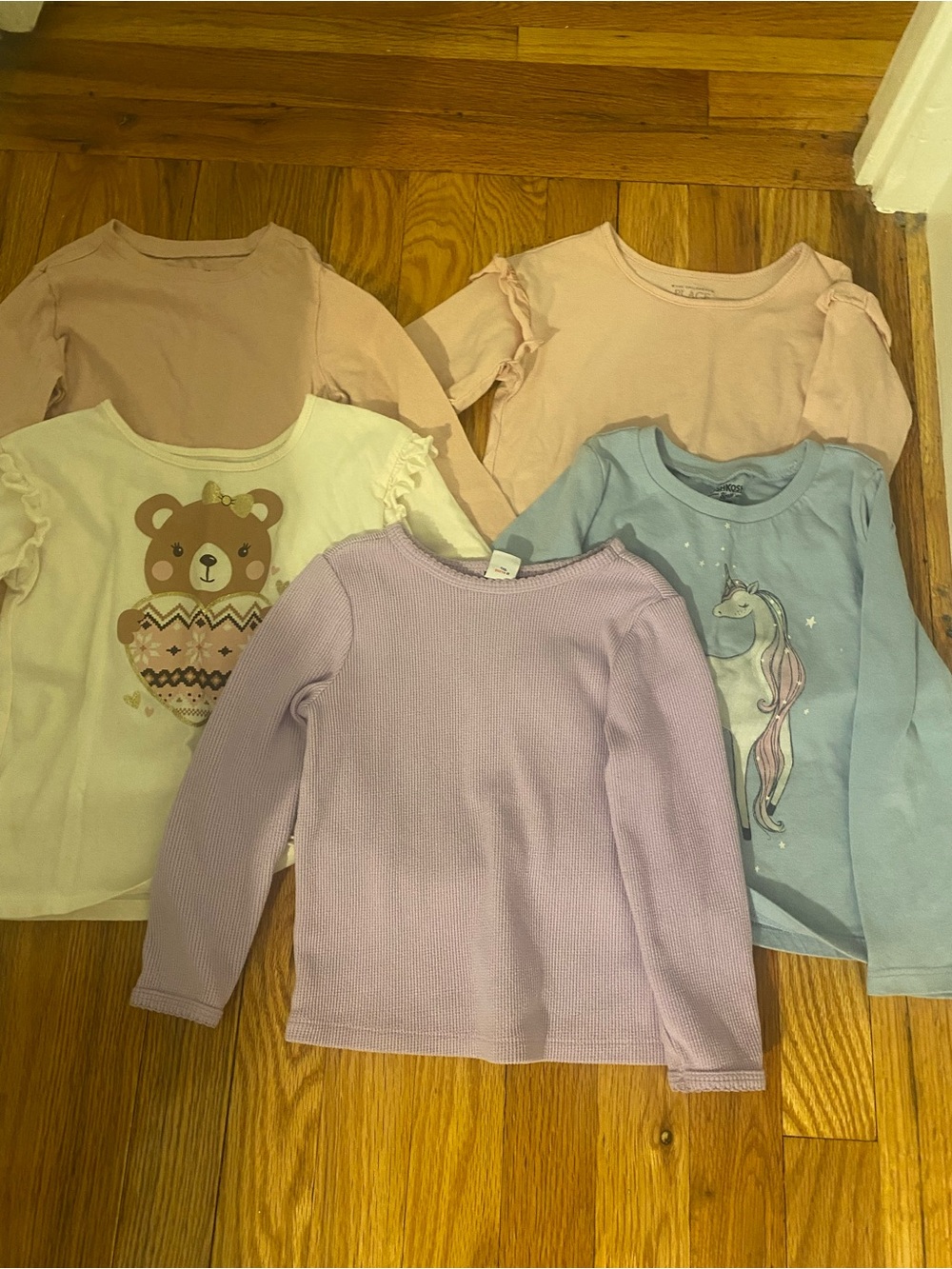 3T Girls Long-Sleeve Pastel Tops - Set of 5